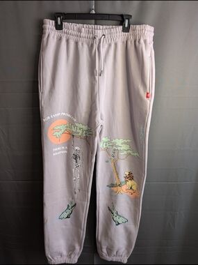 Graphic Joggers with Nature & Skeleton Artwork .. A